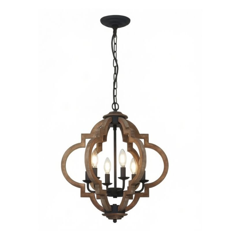 ELEMENT ACE 6-Light Rustic Farmhouse Geometric Orb Chandelier Hanging Pendant Light Fixture for Dining Room Kitchen Island Bedroom Entryway Living Room image number 0