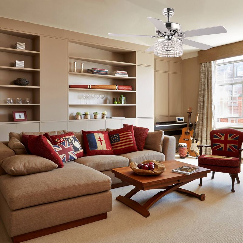 Kristie 3-Light Crystal/Metal Modern Glam Drum LED Ceiling Fan With Remote