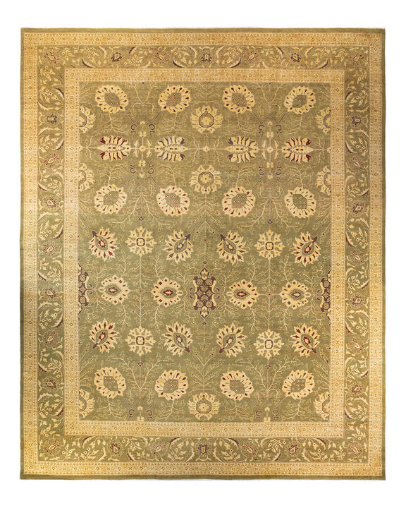 Eclectic, One-of-a-Kind Hand-Knotted Area Rug  - Green, 11' 10" x 14' 10"