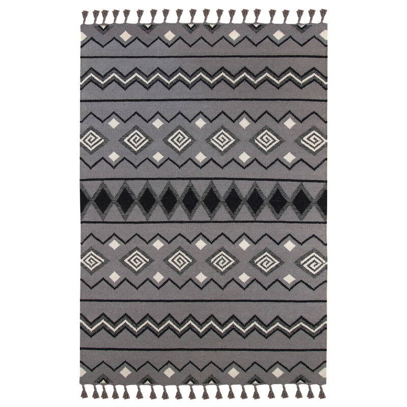 HomeRoots Wool Geometric Handmade Area Rug With Fringe image number 3