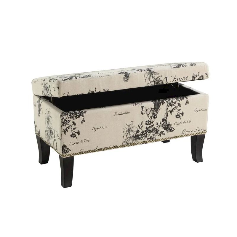 Linon Stephanie Ottoman Botanical Linen image number 5