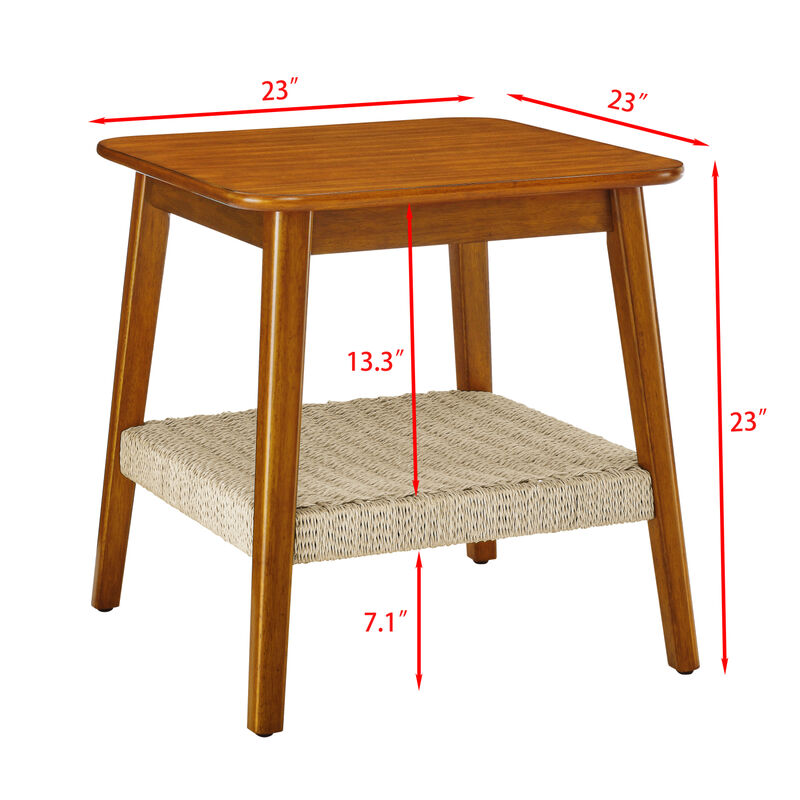 Streamdale Boho Mid-Century Woven Side Table with Storage image number 7
