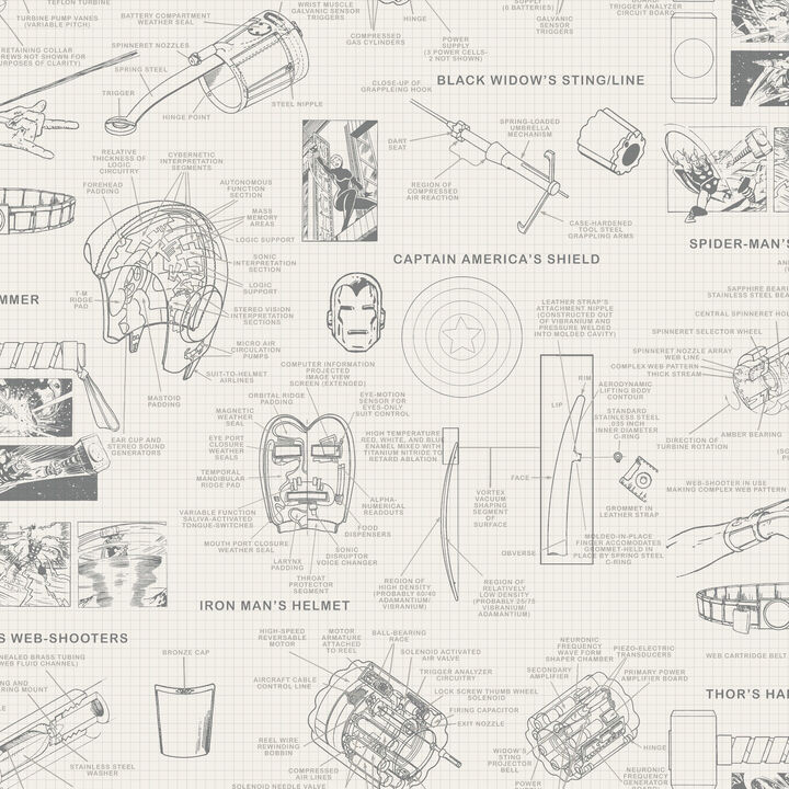 Marvels Heroes Schematics Cream Wallpaper