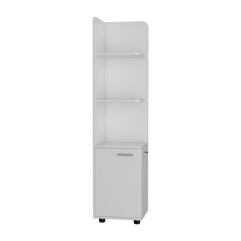 Malibu Freestanding Linen Cabinet, 2-Doors, Open Shelves -White