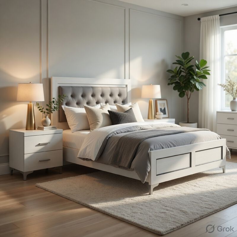 Queen Size Bedroom Set, White Finish, Storage Bed with Drawers, 3-Piece Set with Bed and Two Nightstands image number 8