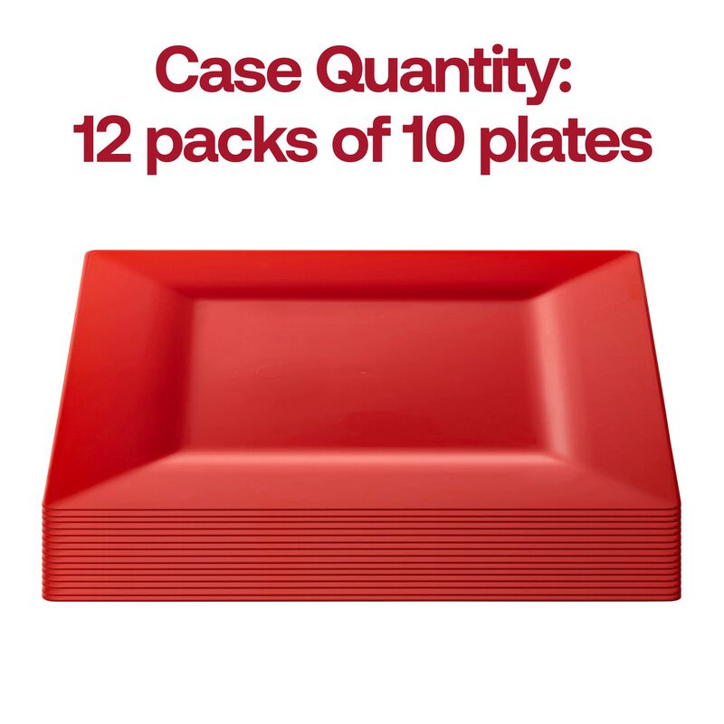 6.5" Red Square Plastic Salad Plates (120 Plates) image number 3