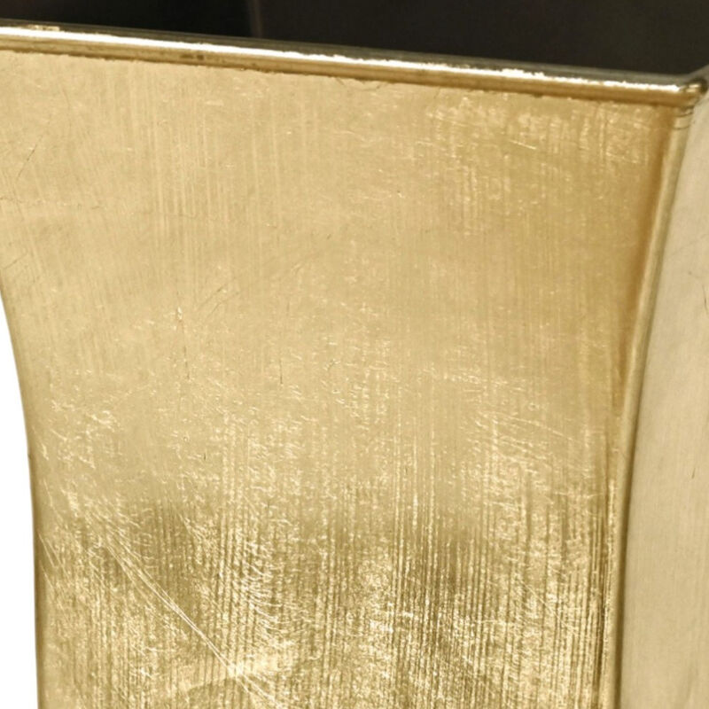 HomeRoots 7" Gold Recycled Plastic Indoor Outdoor Square Pot Planter image number 3