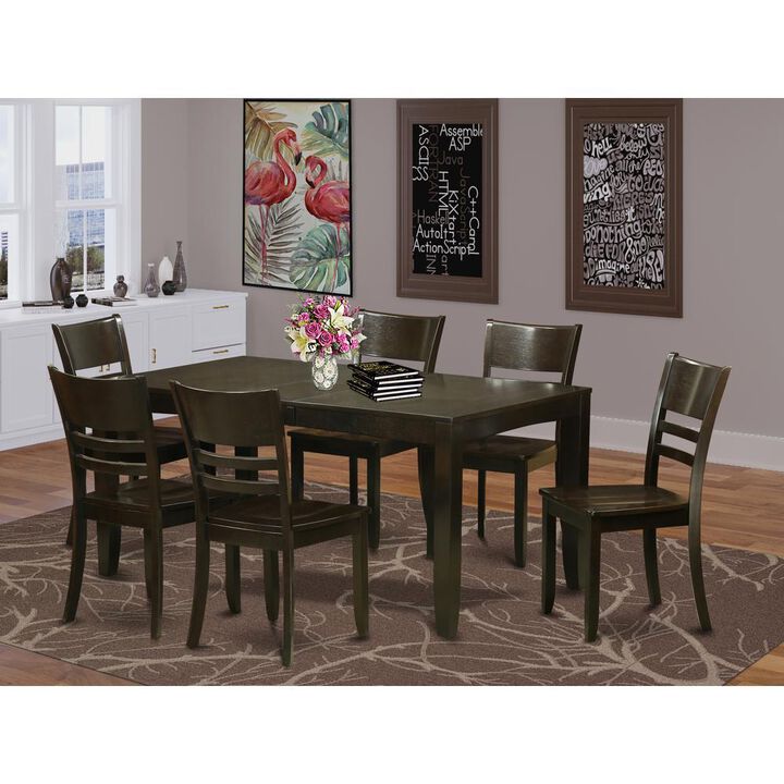 7 PC Dining set-Kitchen Tables with Leaf and 6 Dining Chairs