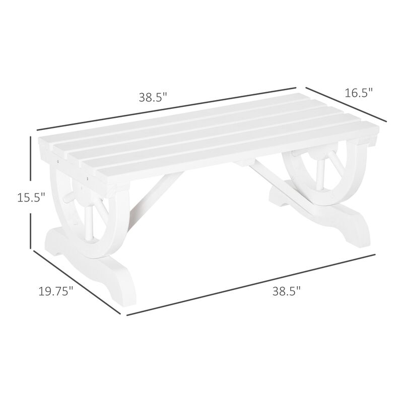 White Garden Bench: 2-Person Wagon Wheel Seat for Backyard