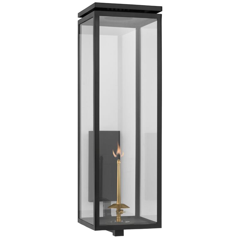 Fresno Large Bracketed Gas Wall Lantern in Soft Copper with Clear Glass