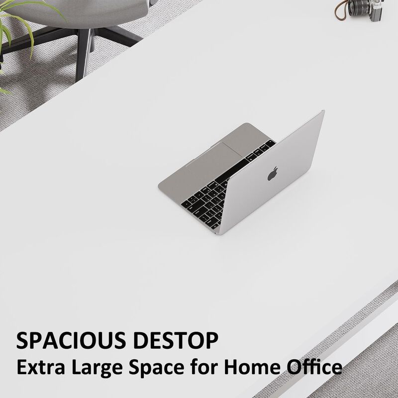 Top True Wood Computer Desk, Modern Writing Desk with Metal Frame for Home Office image number 2