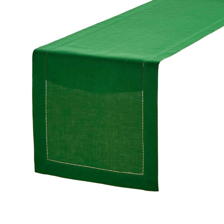Solino Home 100% Pure Linen Table Runner - Classic Hemstitch