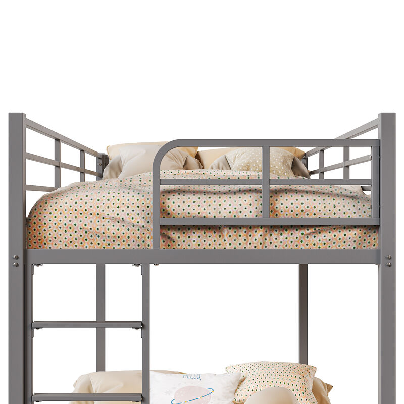 Square Tube Bunk Bed with High Guardrails & Side Ladder &ndash; Strong Iron Frame image number 9