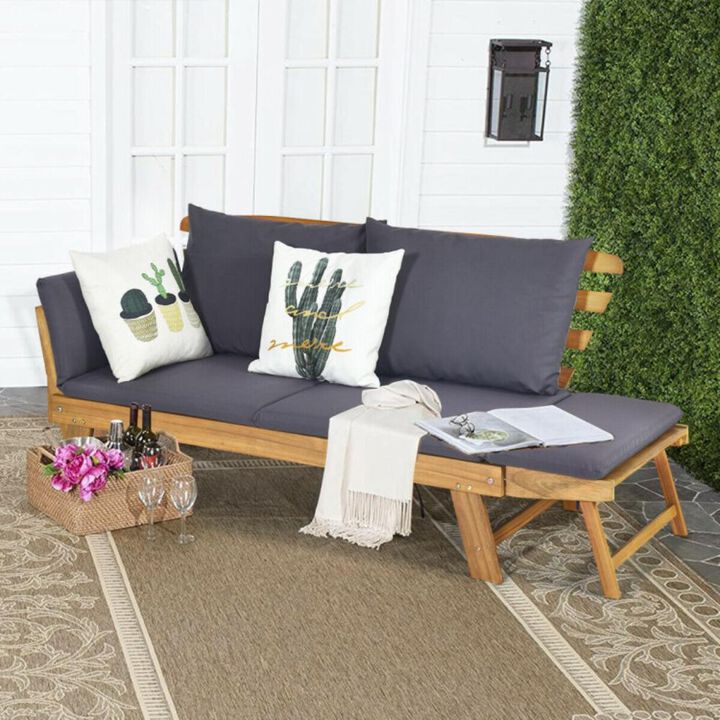 Hivvago Adjustable Patio Convertible Sofa with Thick Cushion