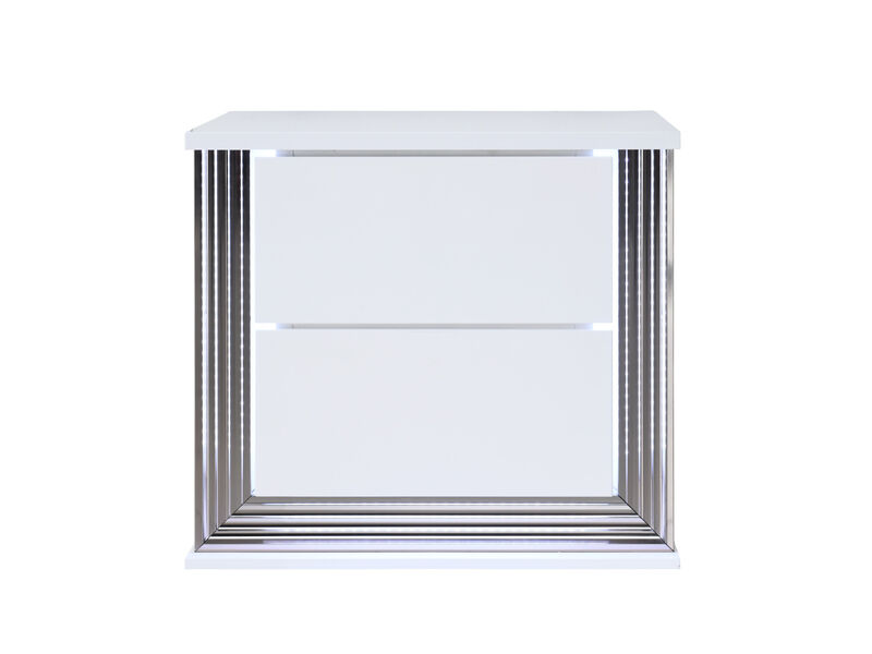 Durable Wood Nightstand with 2 Drawers and Light – Modern Bedside Table