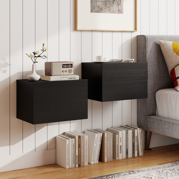2 Packs Storage Drawers Wall Mounted Floating Nightstand for Bedroom