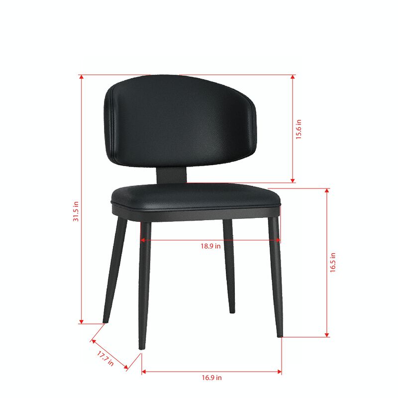 GOODSILO Modern Dining Chairs Set of 2 with PU Leather Seating and Metal Frame for Contemporary Kitchen image number 2