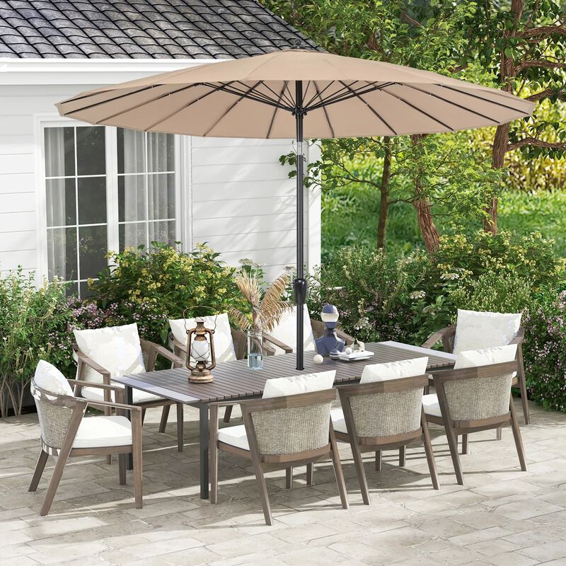 Mondawe 9 Feet Aluminum Market Round Patio Umbrella with 18 Fiberglass Ribs
