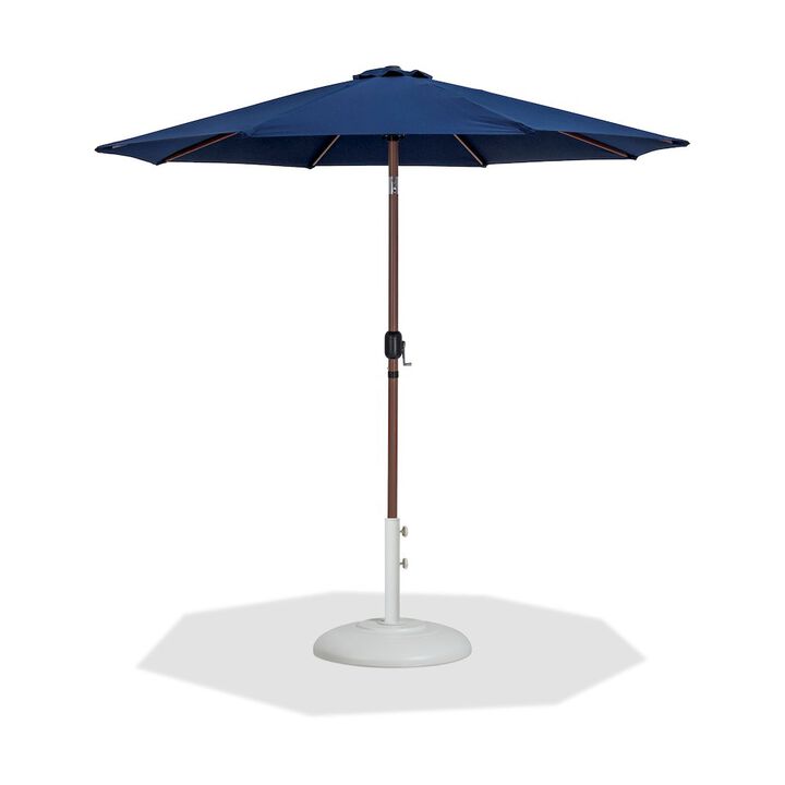 Meridian Furniture Fiji Navy Fabric / Matte White Aluminum Patio Umbrella with Base Sets