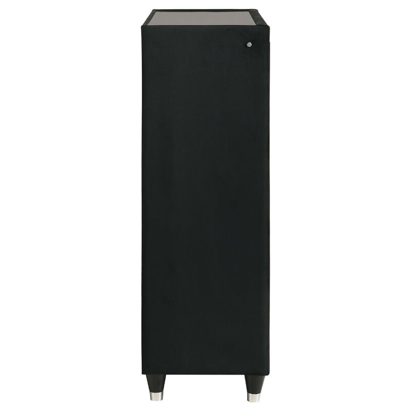 Maren Tall Dresser Chest, 5 Drawers and LED Light, Black Tufted Velvet image number 6