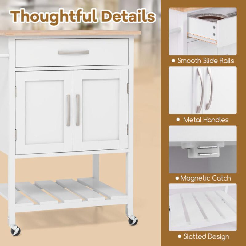 Hivvago Rolling Kitchen Island Cart with Drawer and Towel Rack
