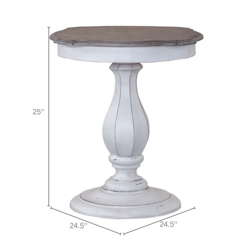 Liberty Furniture Antique White Accent Table with Round Top, Rustic Side Table Style image number 9