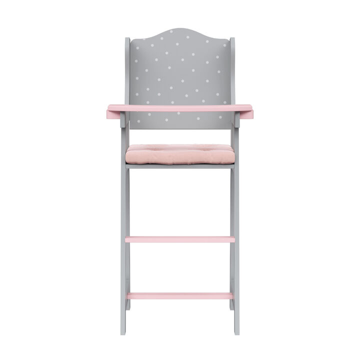 Olivia's Little World Princess Polka Dot Baby Doll High Chair Gray