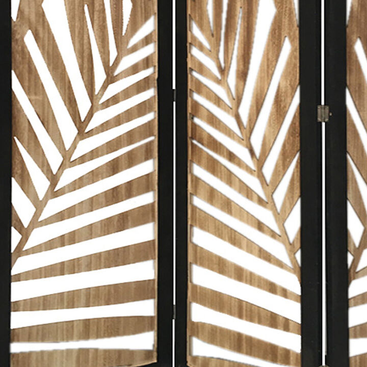 3-Panel Room Divider with Tropical Leaf Design for Stylish and Natural Home Decor