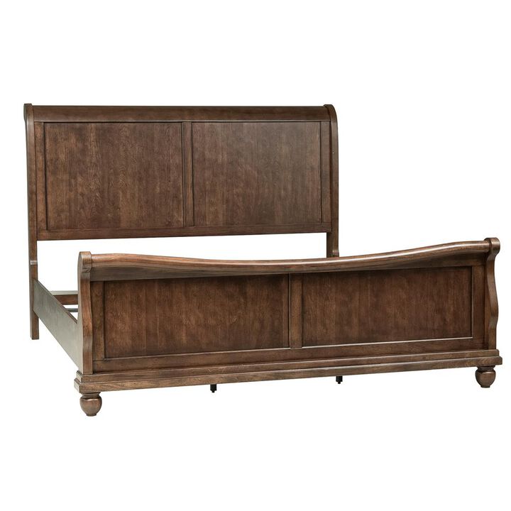 Liberty Furniture Rustic Traditions Queen Sleigh Bed in Rustic Cherry