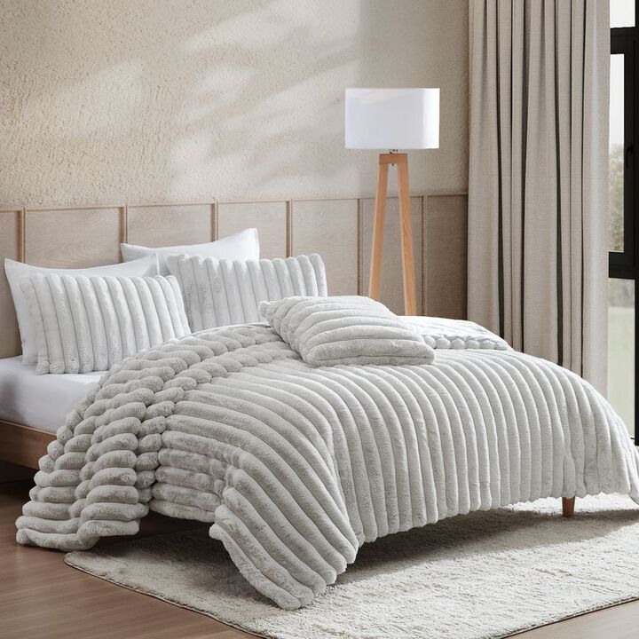 Channel Faux Fur 3 pc Twin Gray