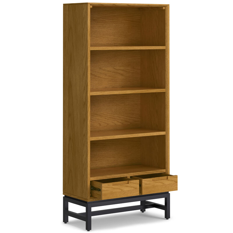Banting SOLID WOOD and Metal 66 inch x 30 inchRectangle Industrial Bookcase in OAK WOOD
