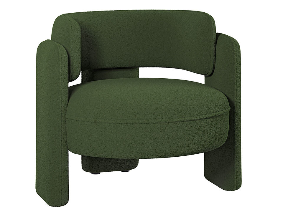 BELLEZE Modern Sherpa Accent Chair, Sherpa Boucle Chair Barrel Accent Chair Comfy Round Upholstered Armchair Side Corner Chair for Living Room, Bedrooms, Office, Reading Nook - Quinton (Green)