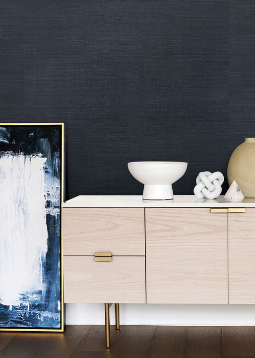 Victoria Indigo Grasscloth Wallpaper