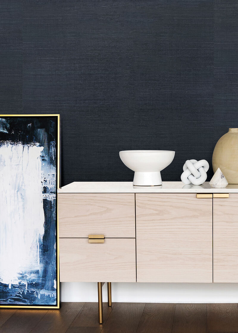 Victoria Indigo Grasscloth Wallpaper image number 1