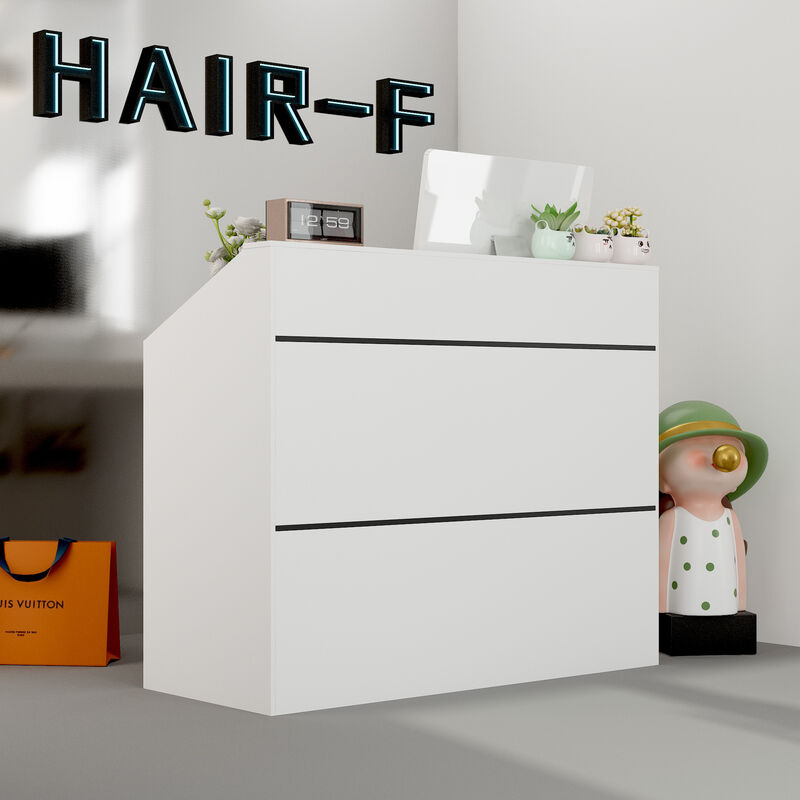 FUFU&GAGA Modern White Desk with Raised Shelf and Spacious Work Surface (47.2" W x 39.4" H x 19.7" D),White