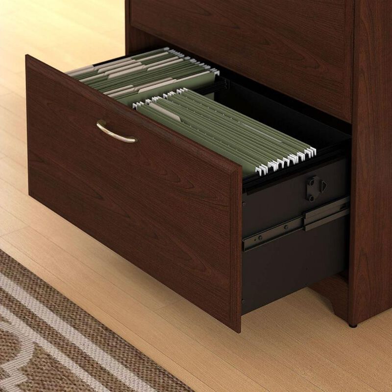 Hivvago 2-Drawer Lateral File Cabinet in Cherry Wood Finish