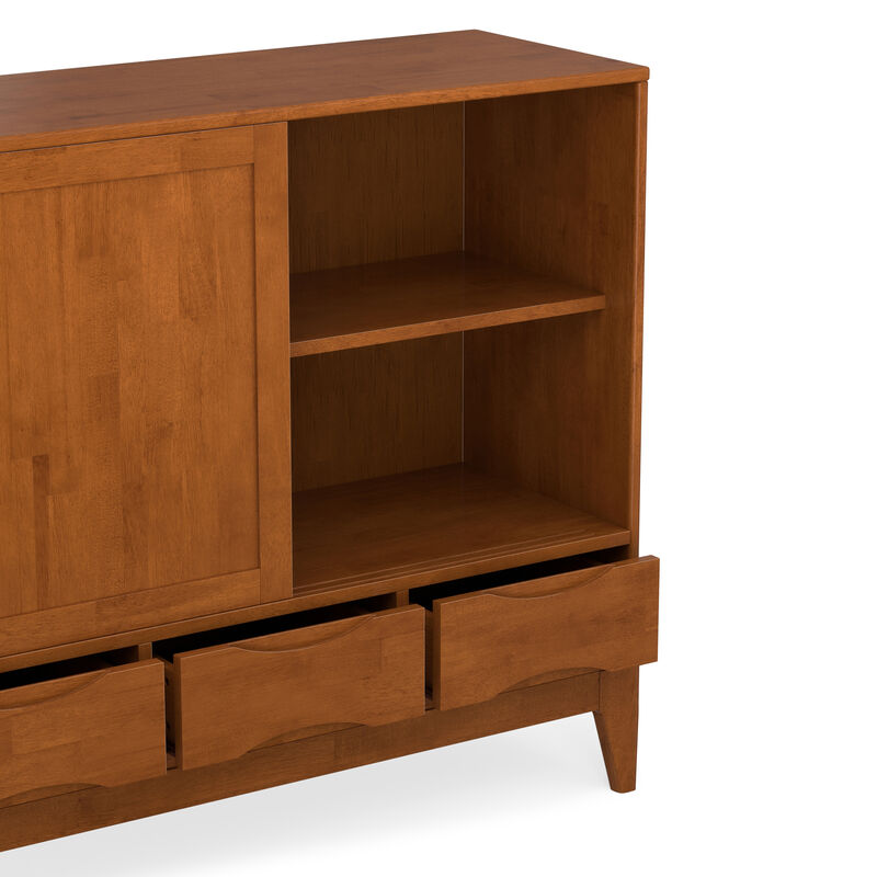 Harper 48 inch Wide Solid Hardwood Mid-Century Modern Medium Storage Cabinet in Teak Brown image number 8