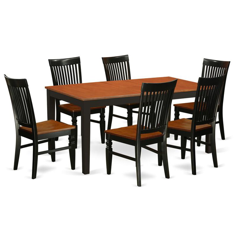 East West Furniture Dining Room Set Black & Cherry, NIWE7-BCH-W