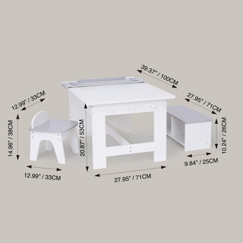 Fantasy Fields - Little Artist Monet Play Art Table Kids Furniture - White/Gray