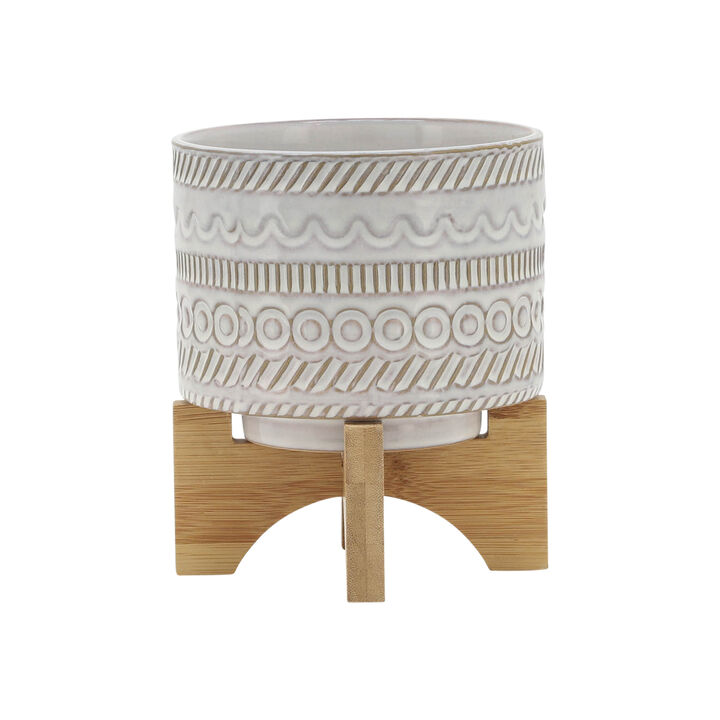 Tribal Planter W/ Wood Stand