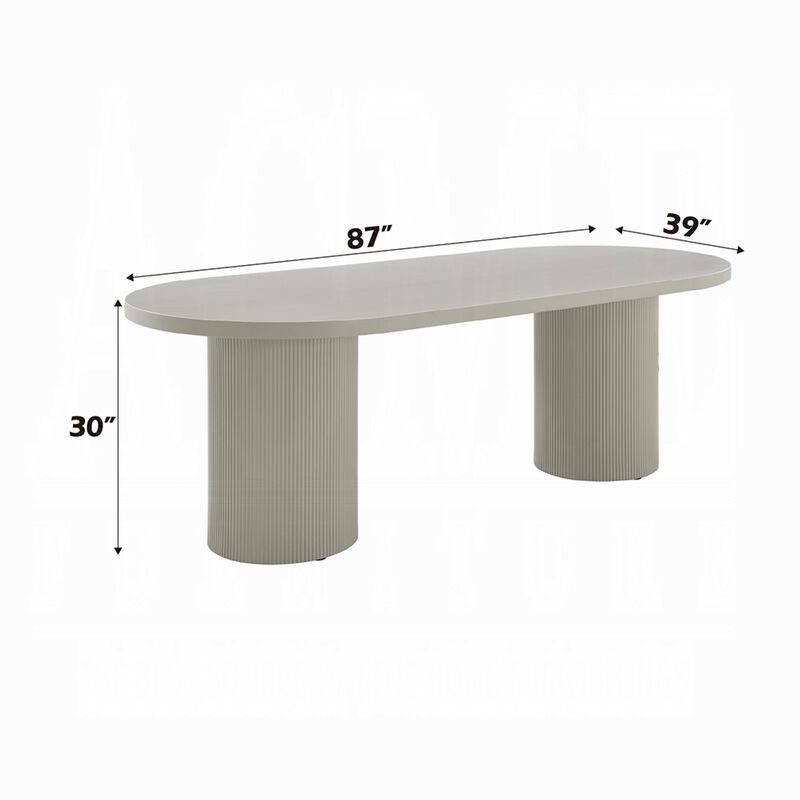 Liela Oval Dining Table, Double Pedestal Base, Bone White 87 Inch