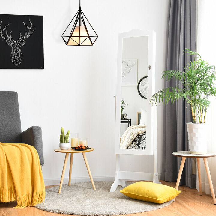 Lockable Jewelry Cabinet with 4-Angle Tilting Mirror and Large Storage Capacity