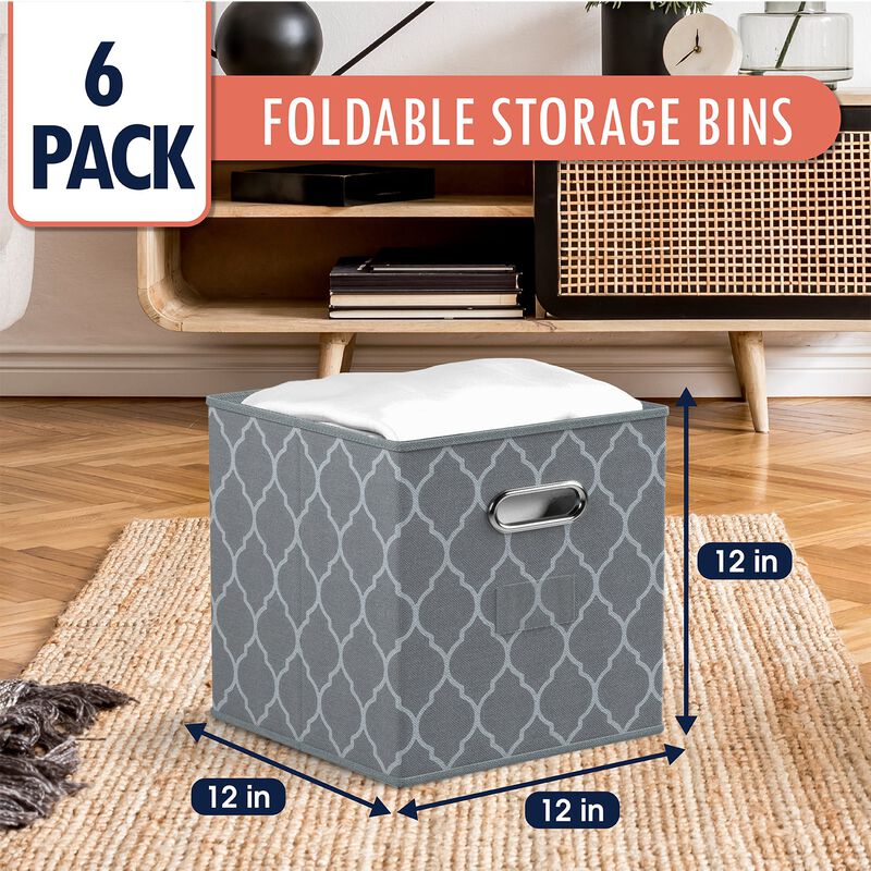 Lattice Foldable Storage Cube Bin with Dual Handles
