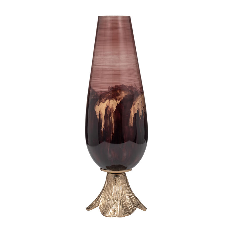 Glass, 19" Vase W/ Leaf Base image number 0