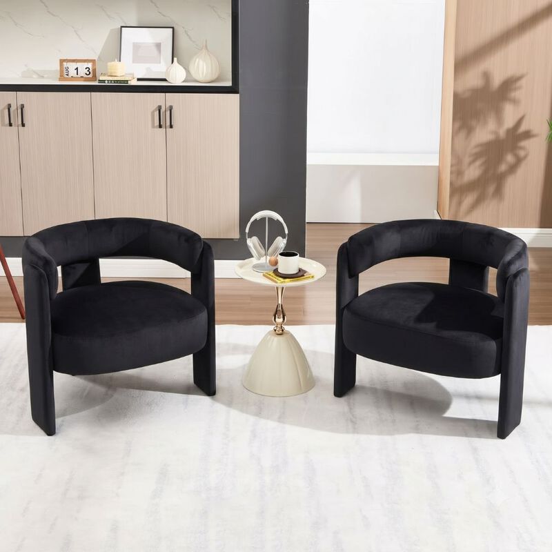 Envelor Modern Velvet Wingback Accent Armchair image number 4