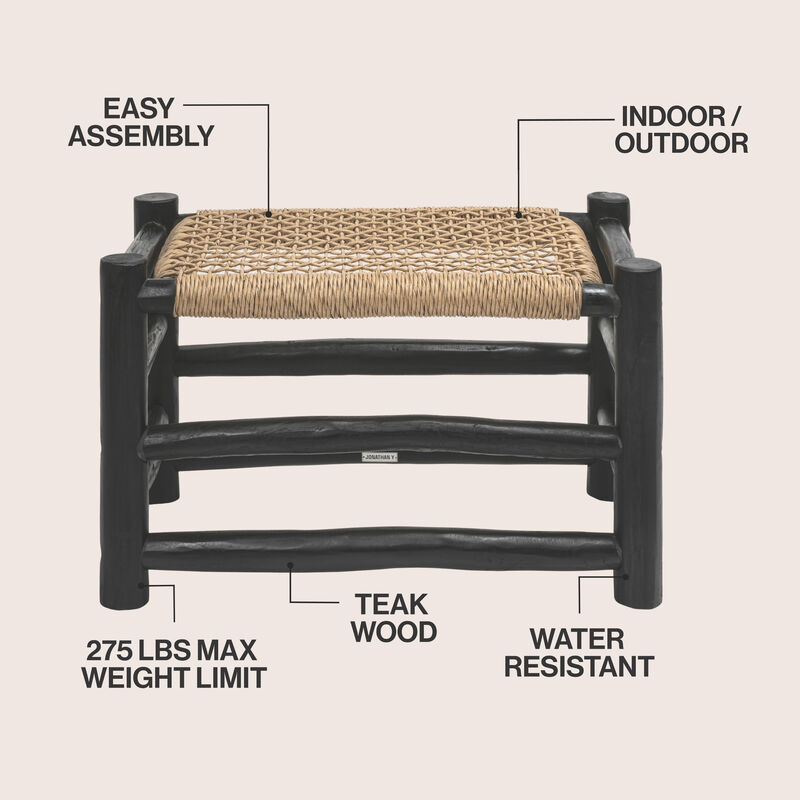Chuck Coastal Bohemian Handcrafted Indoor/Outdoor Teak Wood Accent Stool image number 2