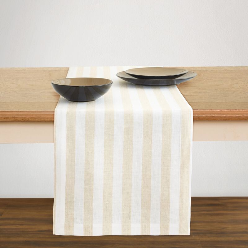 Solino Home Sorrento Stripe Linen Table Runner image number 0