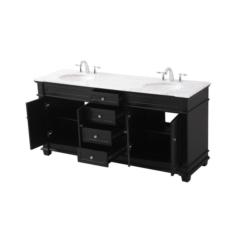 Elegant Kitchen and Bath 72 inch double bathroom vanity set in black