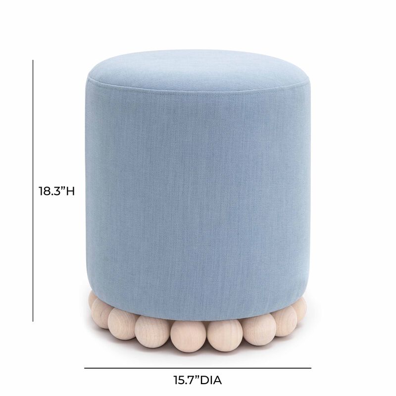 Dex Faded Blue Upcycled Fabric Ottoman