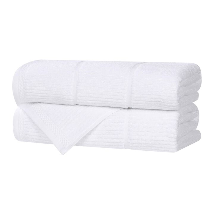 Viscose Cotton Blend Bath Towels Set of 2 with Ribbed Texture